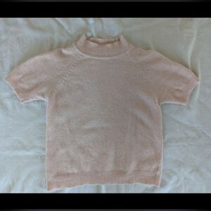 Vintage Pink Angora Lambswool Short Sleeve Sweater M